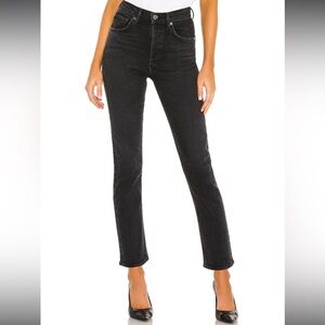 Agolde Riley Black High-Rise Skinny Jeans
